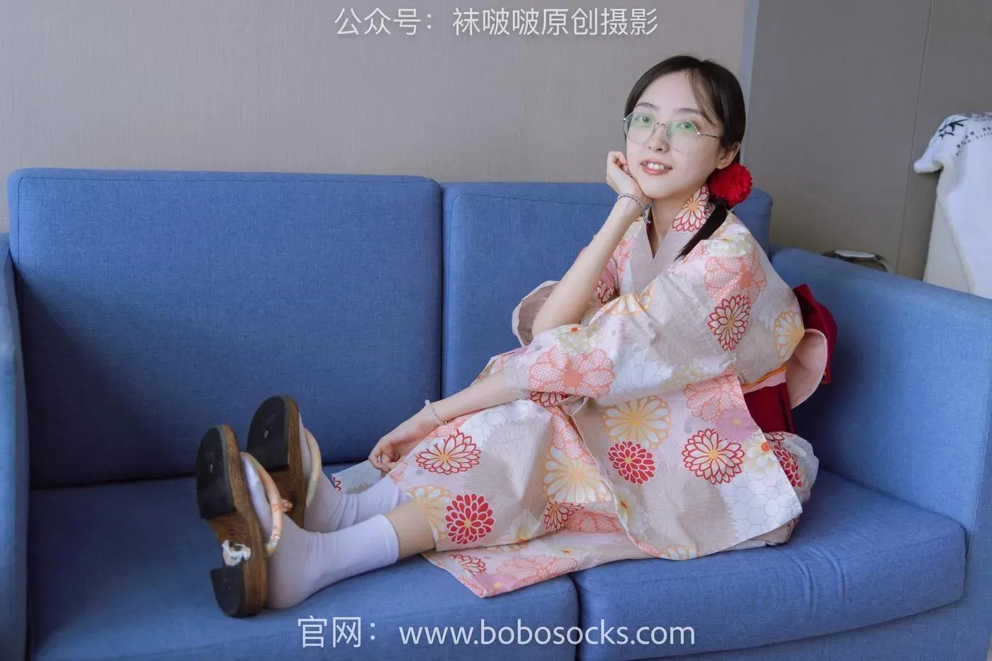 [BoBoSocks袜啵啵]NO.137 稚予-木屐、分指白棉袜、裸足、和风浴衣 [170P]插图5